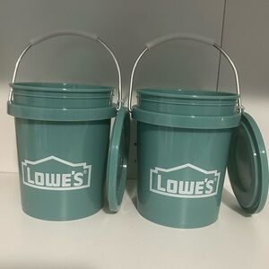 Teal Lowe’s mini buckets with Lids-Set of 2